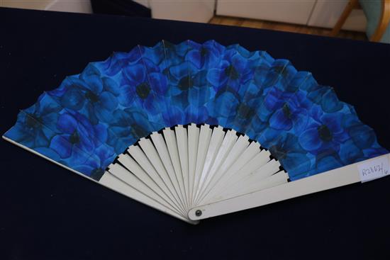 A French brise fan, A Chinese paper fan and 2 others